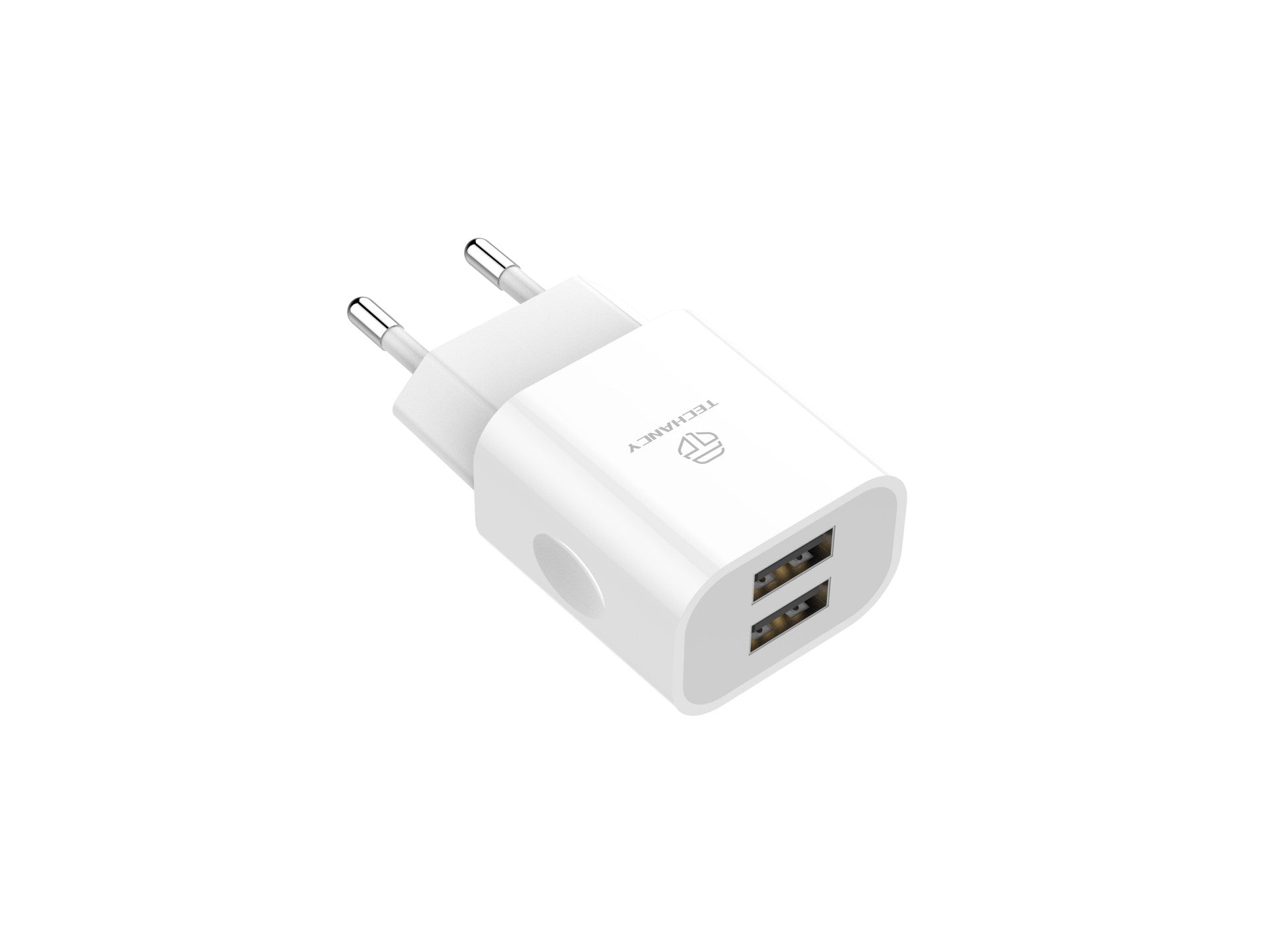 Techancy Carregador De Parede 2usb Branco TA2790, Carregamento 5V-2,4A, Conjunto De Cabos Lightning 1m, Compatível Com Iphone/Ipad