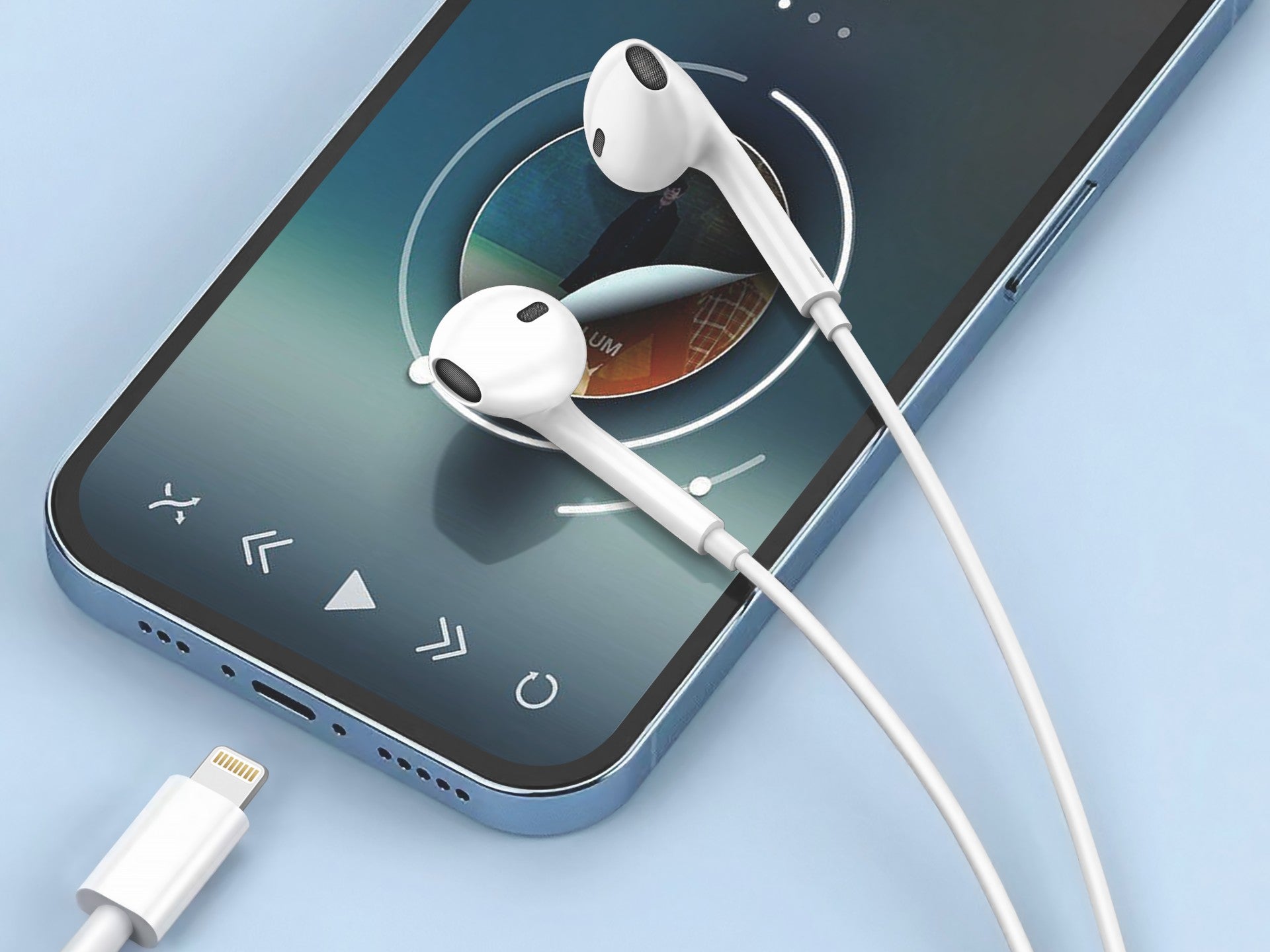 Techancy Auricular Com Fios TD8084, Plug And Play, Compatível Com Ip8/X/11-14, 1,2 Metros, Estéreo, Chamadas De Voz