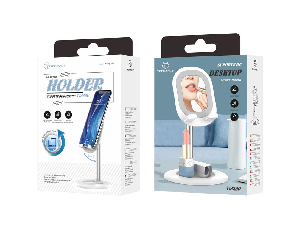 Suporte para telemóvel Techancy com espelho, TI2220, branco
