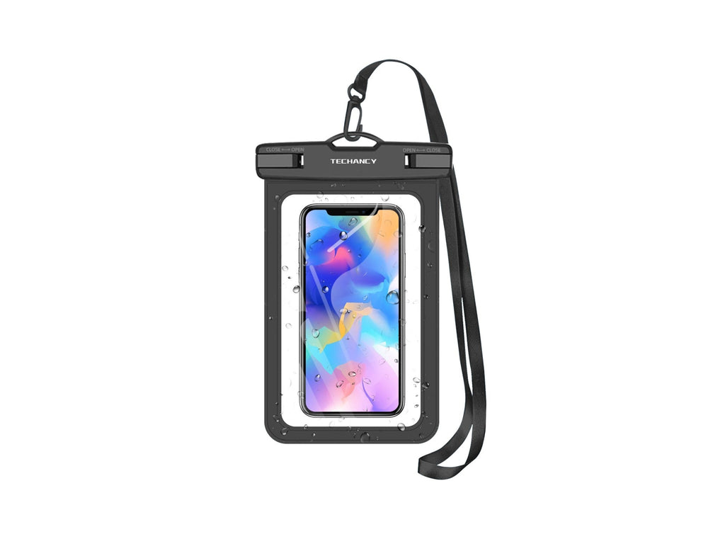 Techancy Bolsa Para Telemóvel À Prova De Água TU7446, 7,2 Pol. Profundamente À Prova De Água, Preto