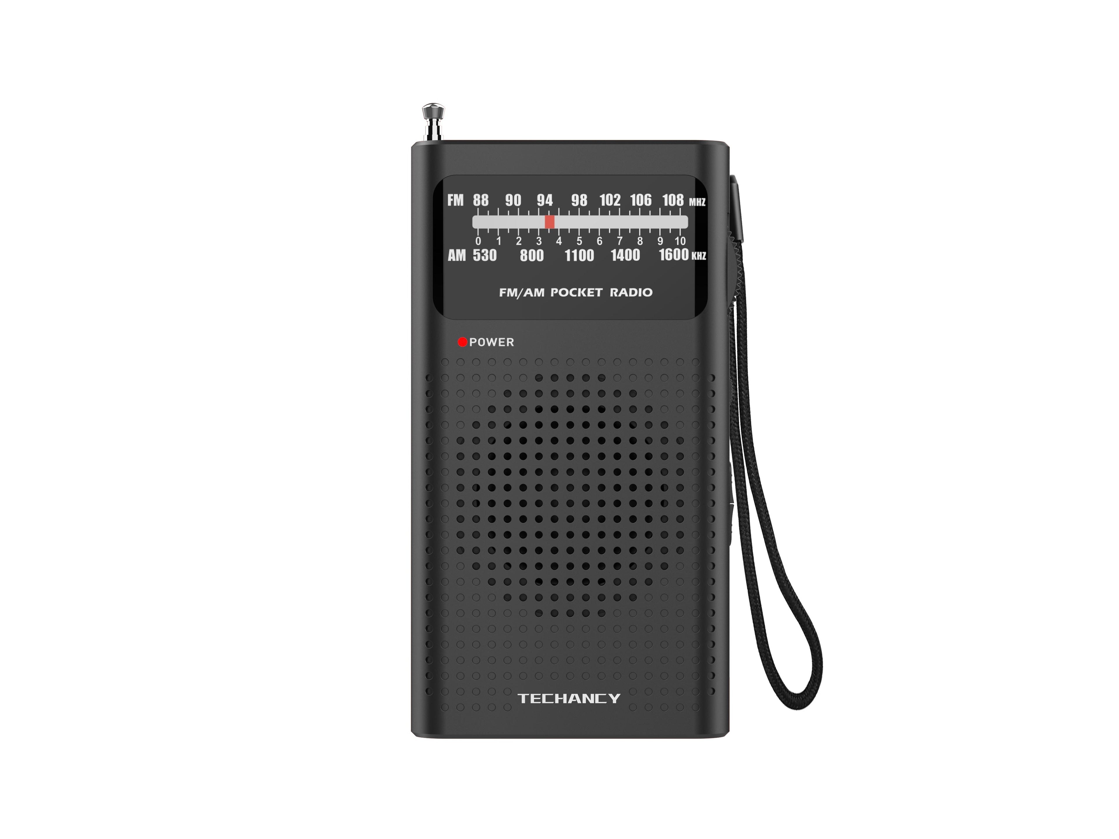 Techancy MJ2924 Radio portatil FM AM com sintonia manual entrada fone 3.5mm pilhas AA*2 nao incluidas Preto