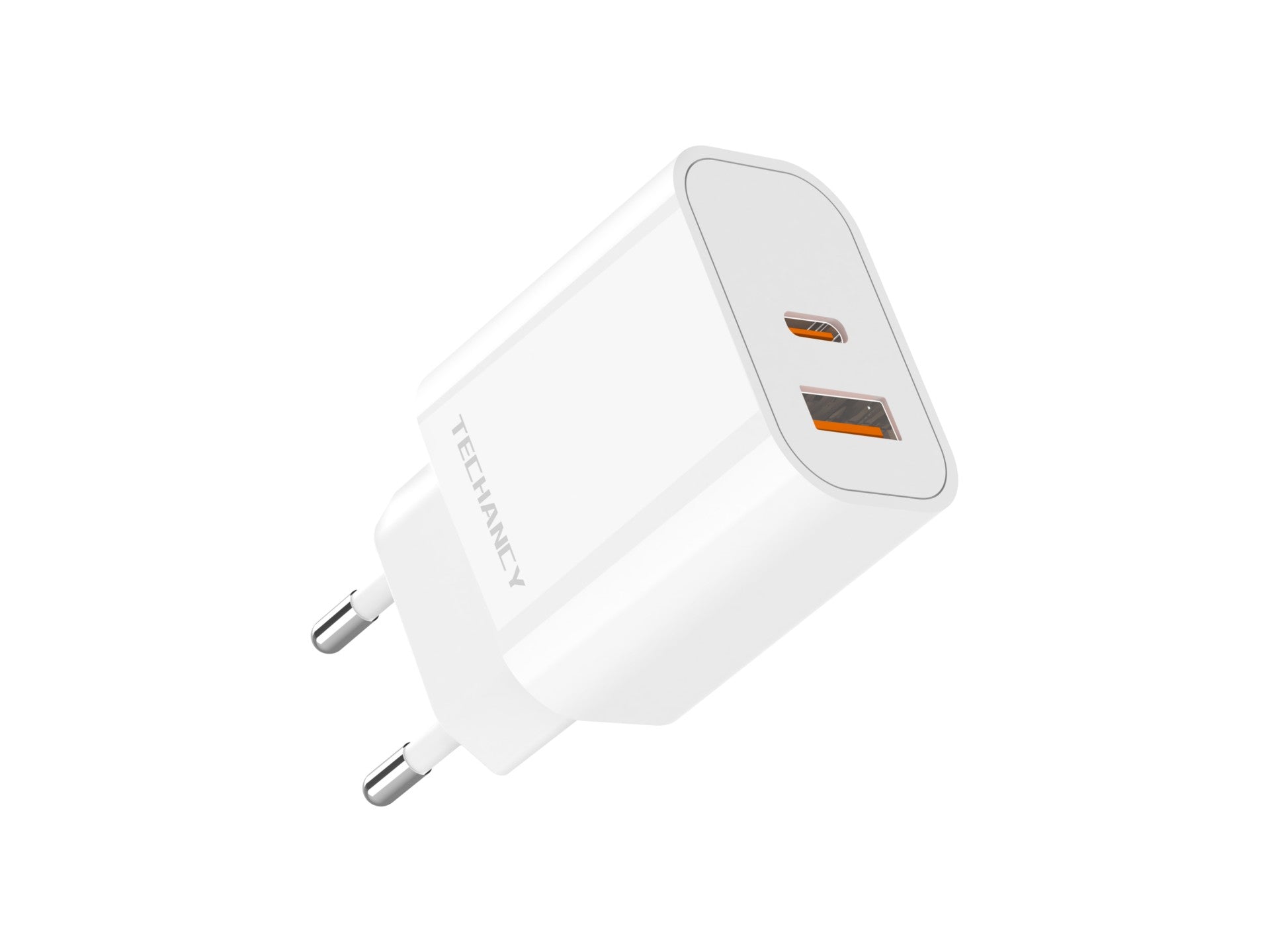 Techancy Carregador 38W USB A e USB C PD QC3.0 TA2828 Carregamento rapido para iPhone Android Tablet Adaptador EU Branco