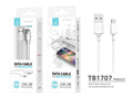 Techancy Cabo De Dados Usb-Micro Branco TB1707, 2 M De Comprimento, 2,4 A De Carregamento, Compatível Com Microdispositivos