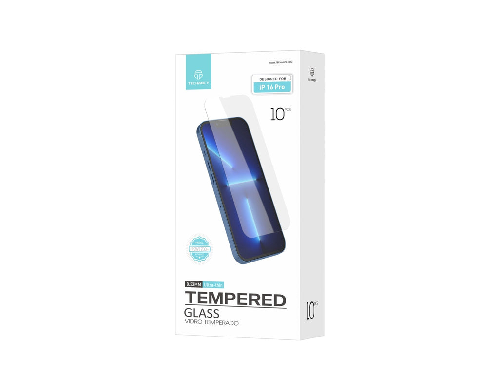 Techancy Película de Vidro Temperado  para iPhone 16 Pro KW1700 , 0.33MM, Anti-riscos, Alta Transparência, Fácil Aplicação