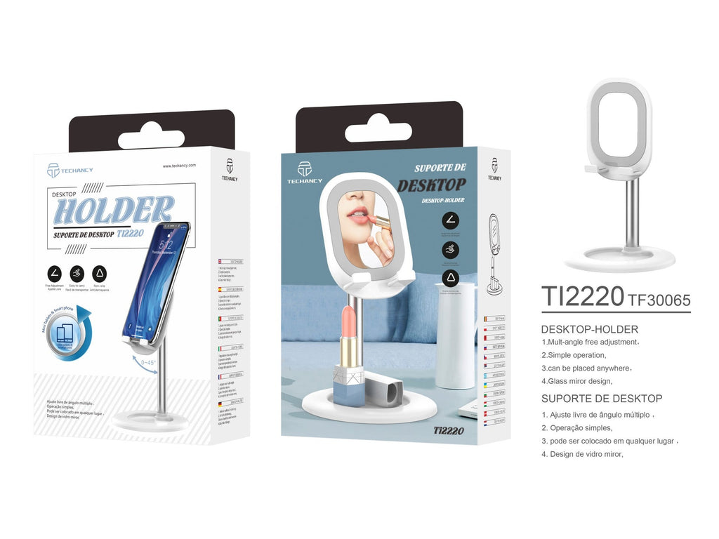 Suporte para telemóvel Techancy com espelho, TI2220, branco